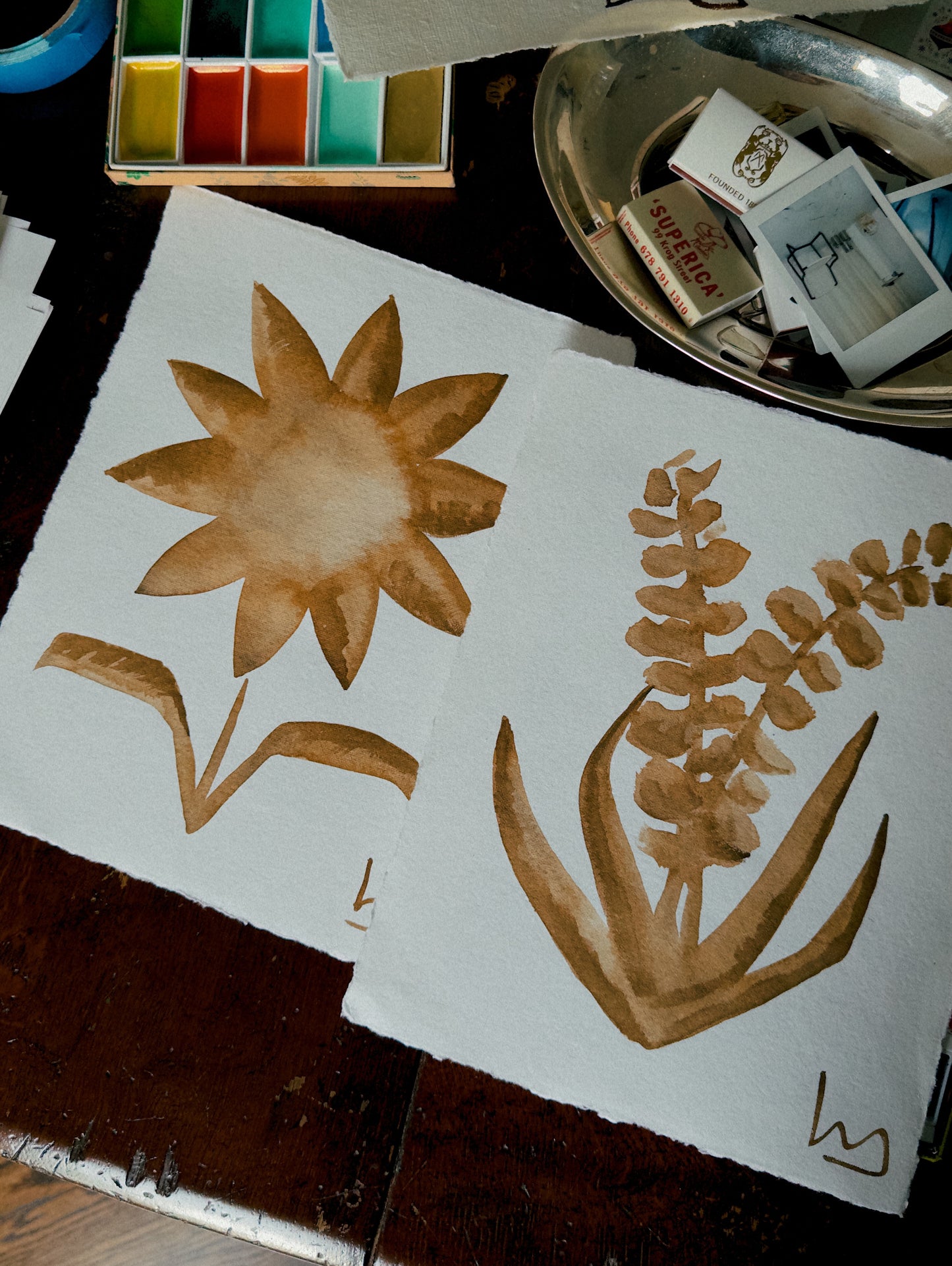 "Natural, Neutral Flowers" (set of two)