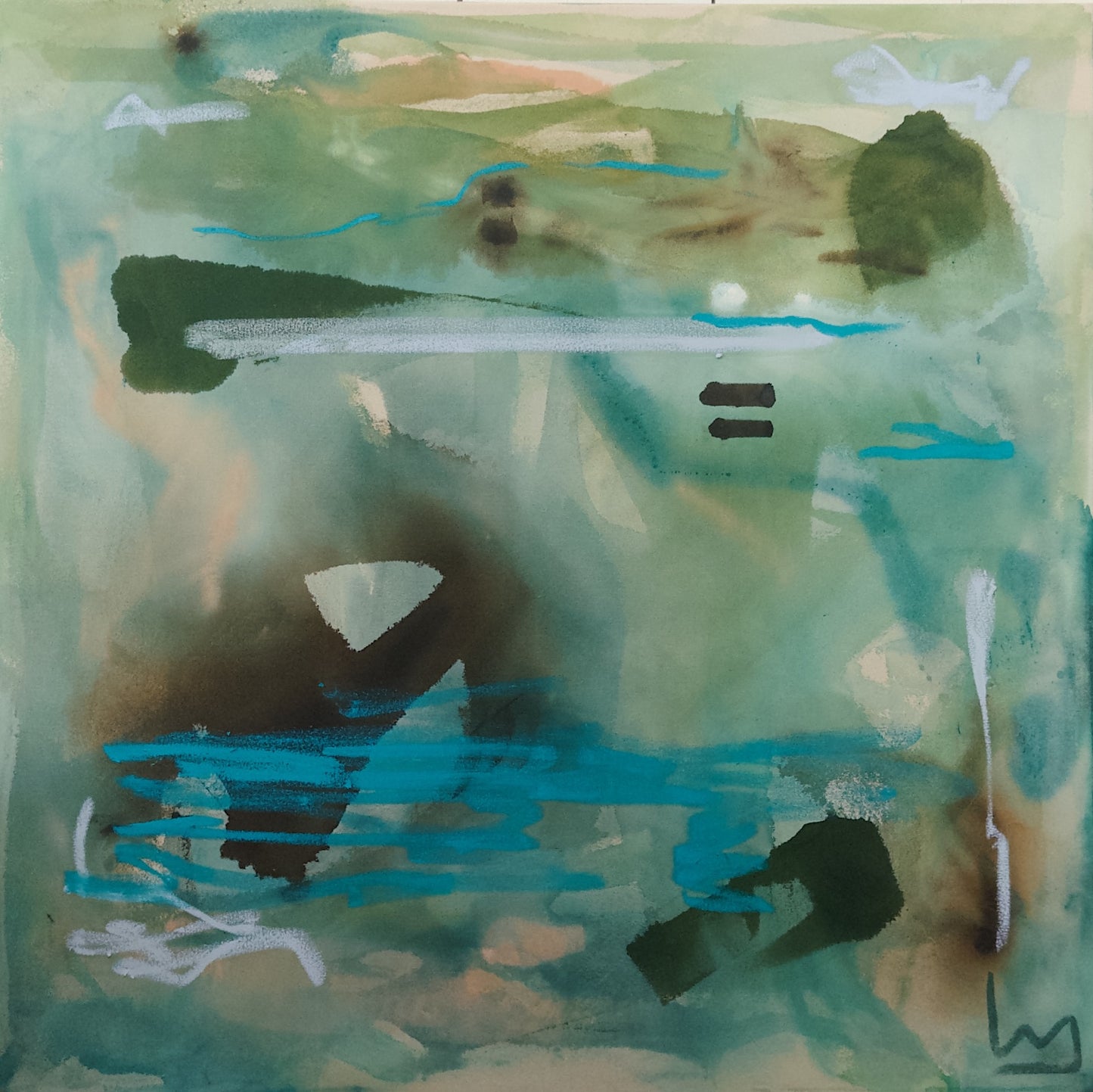 "somewhere on the water” · 40" x 40”